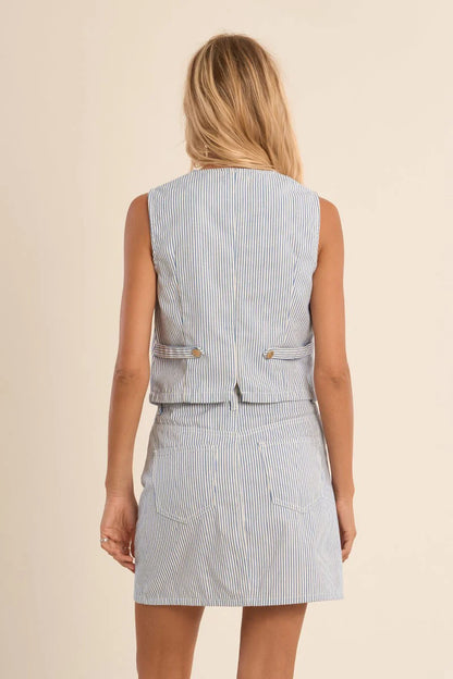 Pinstripe Button-Up Vest