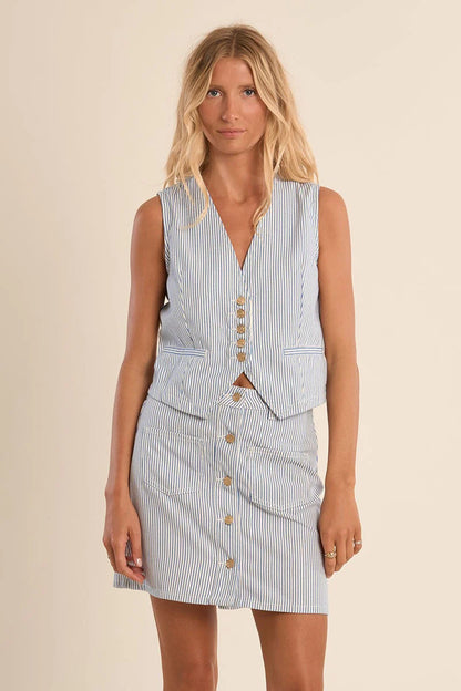 Pinstripe Button-Up Vest