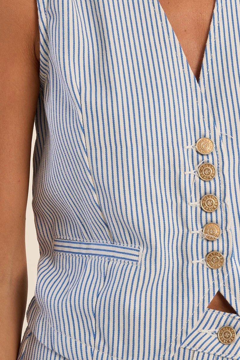 Pinstripe Button-Up Vest
