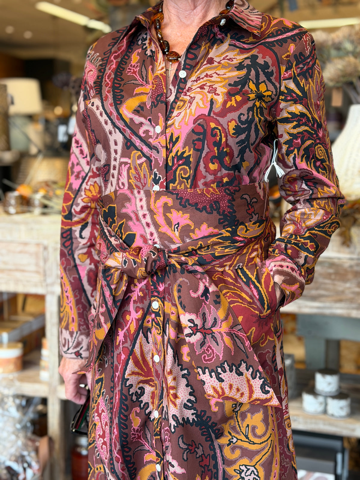Tabby Paisley Stretch Poplin Shirt Dress