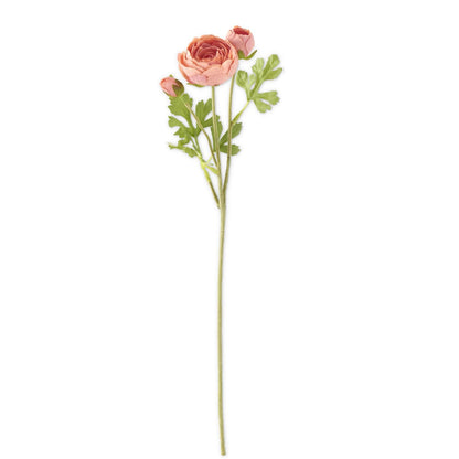 21-Inch Coral Real Touch 3-Head Ranunculus Stem