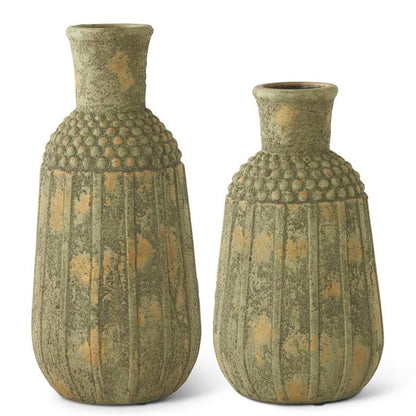 Distressed Light Yellow Raised Dot Vases