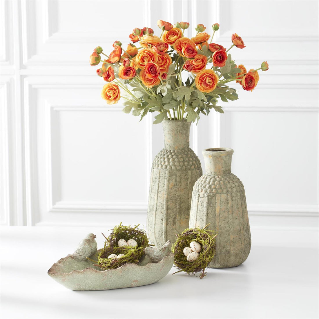 Distressed Light Yellow Raised Dot Vases