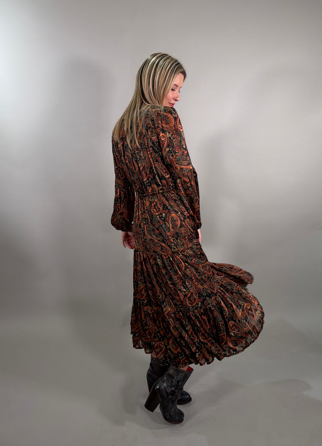 Flowy Paisley Printed Maxi Dress