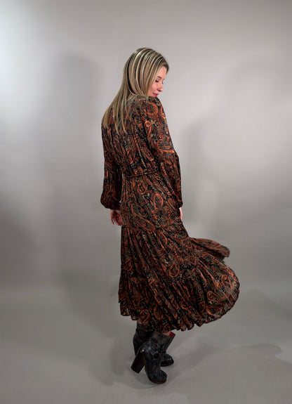 Flowy Paisley Printed Maxi Dress