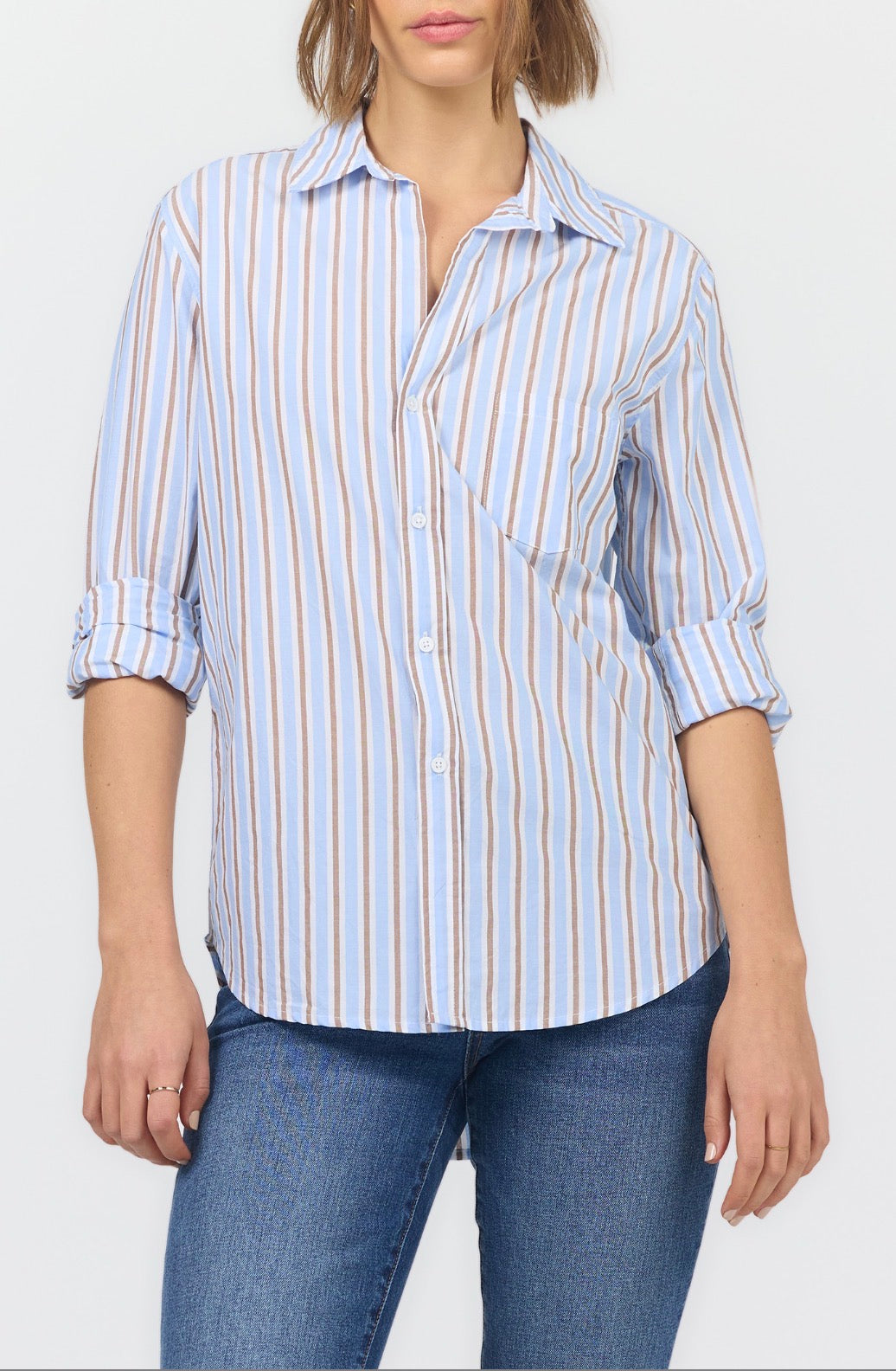 Powder Blue Striped Button Up