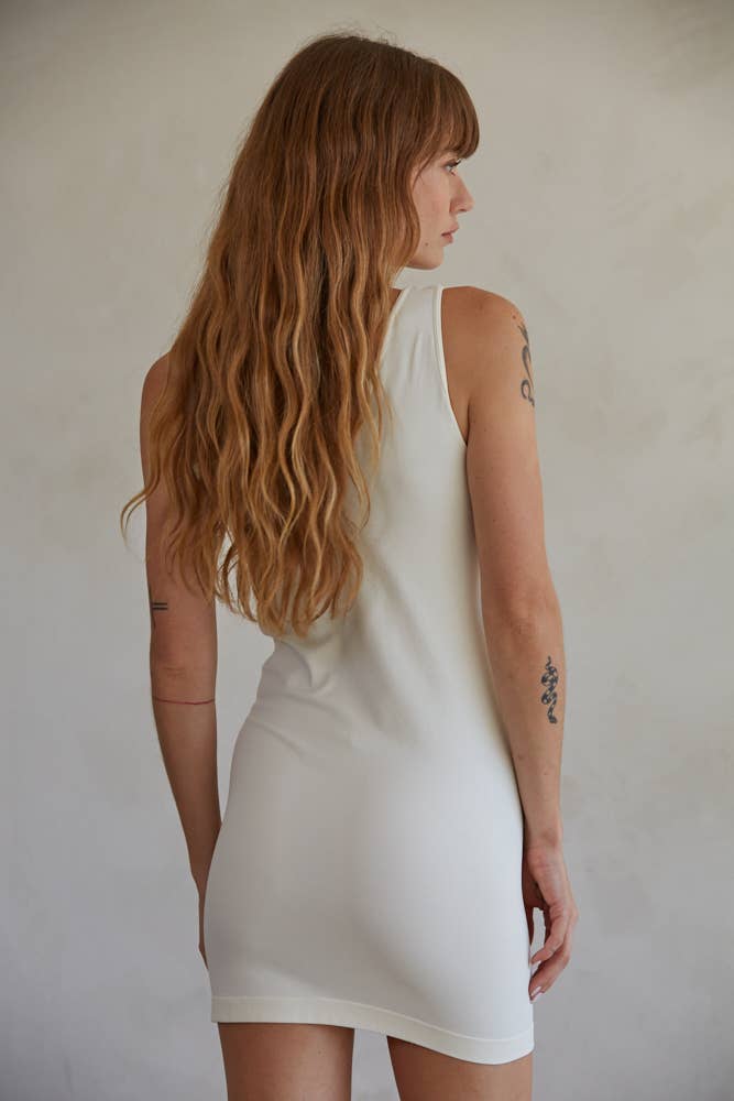 Solid Seamless U&amp;V-neck Reversible Tunic Dress