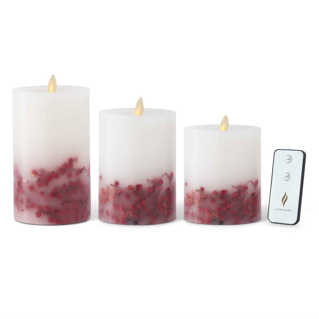 White Wax Red Berry Luminary Indoor Pil