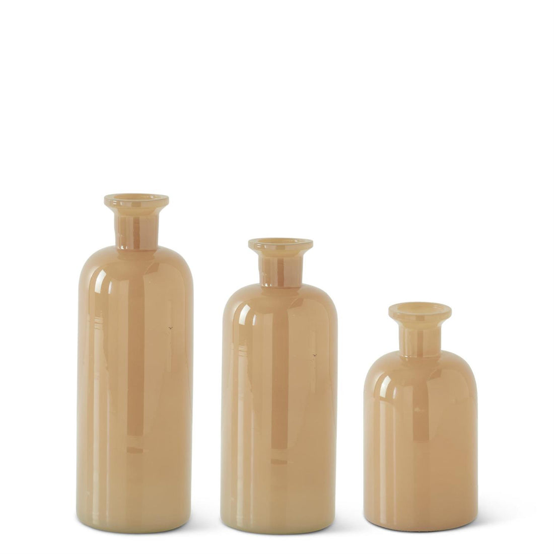 Hand-Sprayed Medium Beige Glass Bottles
