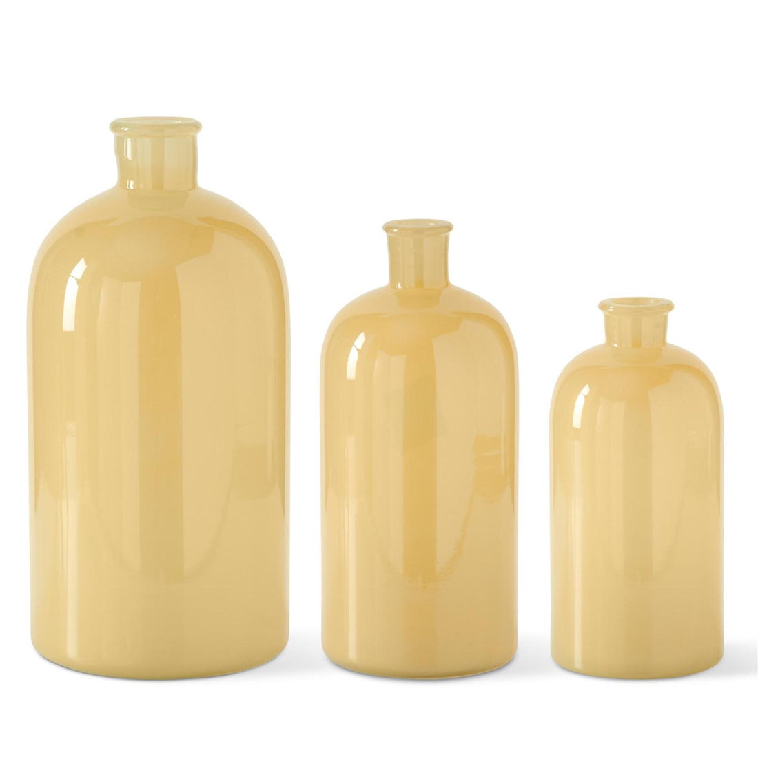 Sprayed Large Yellow Glass Bottles