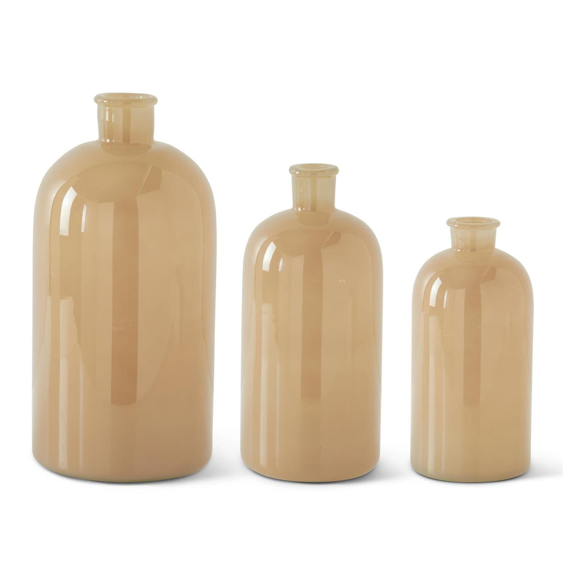 Hand-Sprayed Large Beige Glass Bottles
