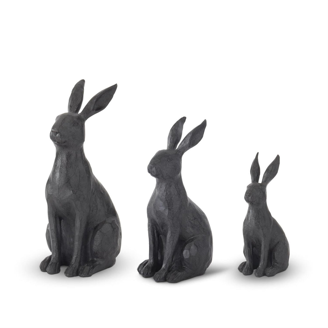Black Resin Faux Cast Iron Rabbits