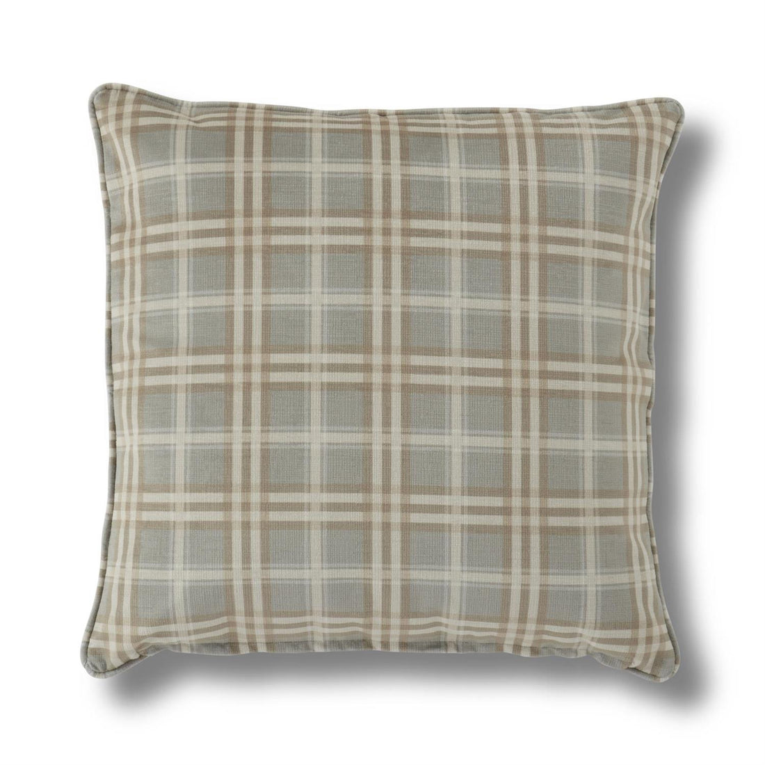 20 Inch White & Light Green Plaid Suare Pillow
