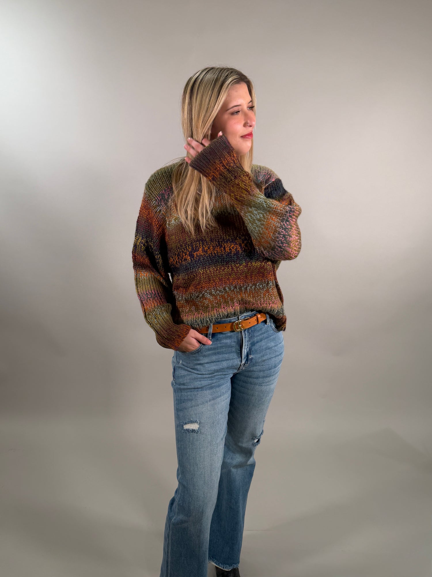 Autumn Hues Chunky Knit Multi Color Sweater