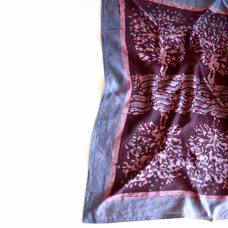 Hand Block Printed Cotton Silk Square Bandana | Reflection