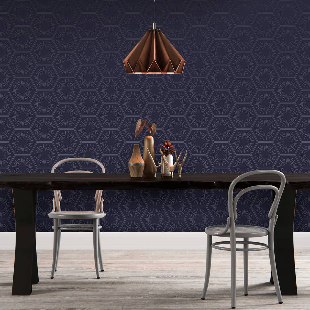 Hello Sunshine Royal Blue P&amp;S Wallpaper, 56 sq. ft.