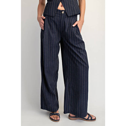 Relaxed Pinstripe Wide-Leg Pant