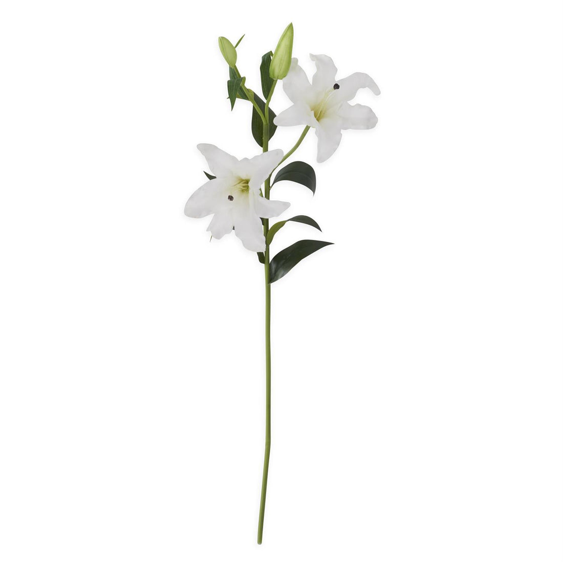 35&quot; White Real Touch Lily Stem with 3 Blooms &amp; 2 Buds