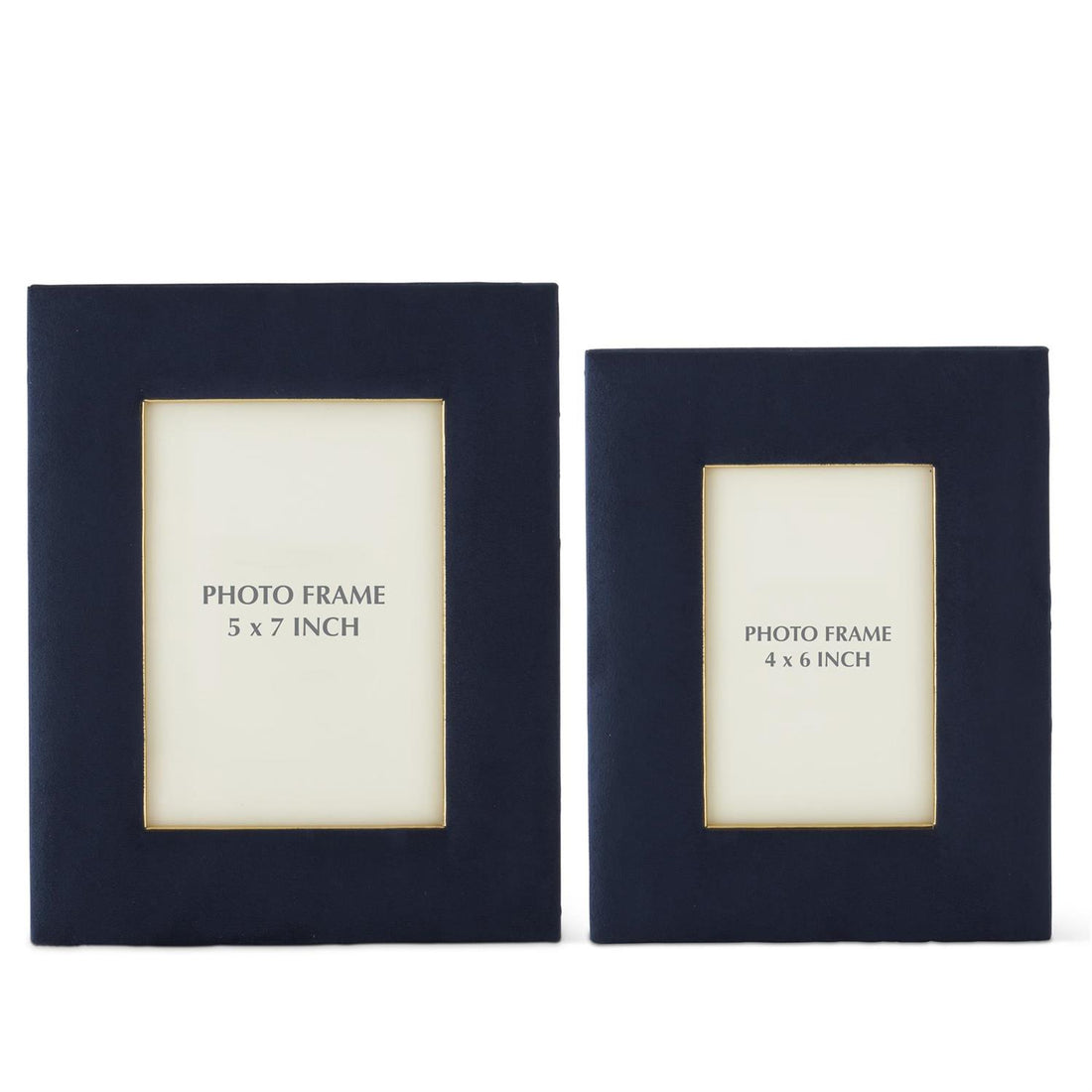 Navy Blue Suede &amp; Gold Photo Frames