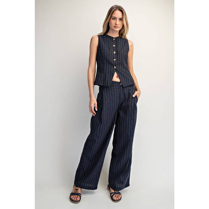 Relaxed Pinstripe Wide-Leg Pant