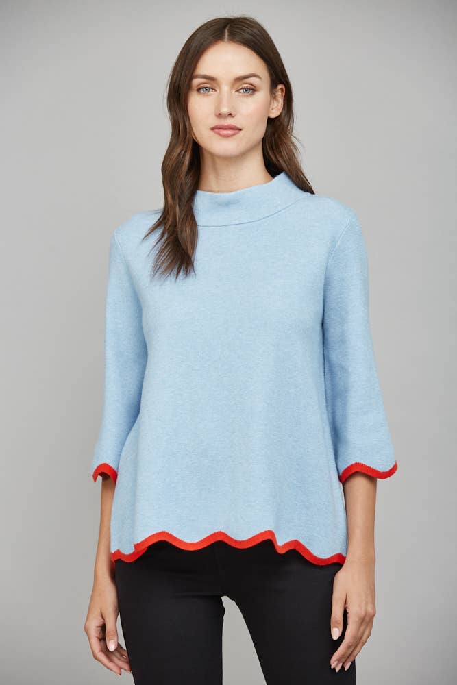 Scallop Edge Mock Neck