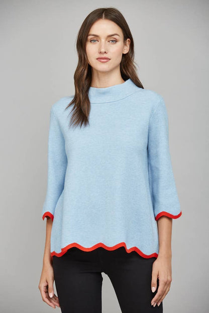Scallop Edge Mock Neck