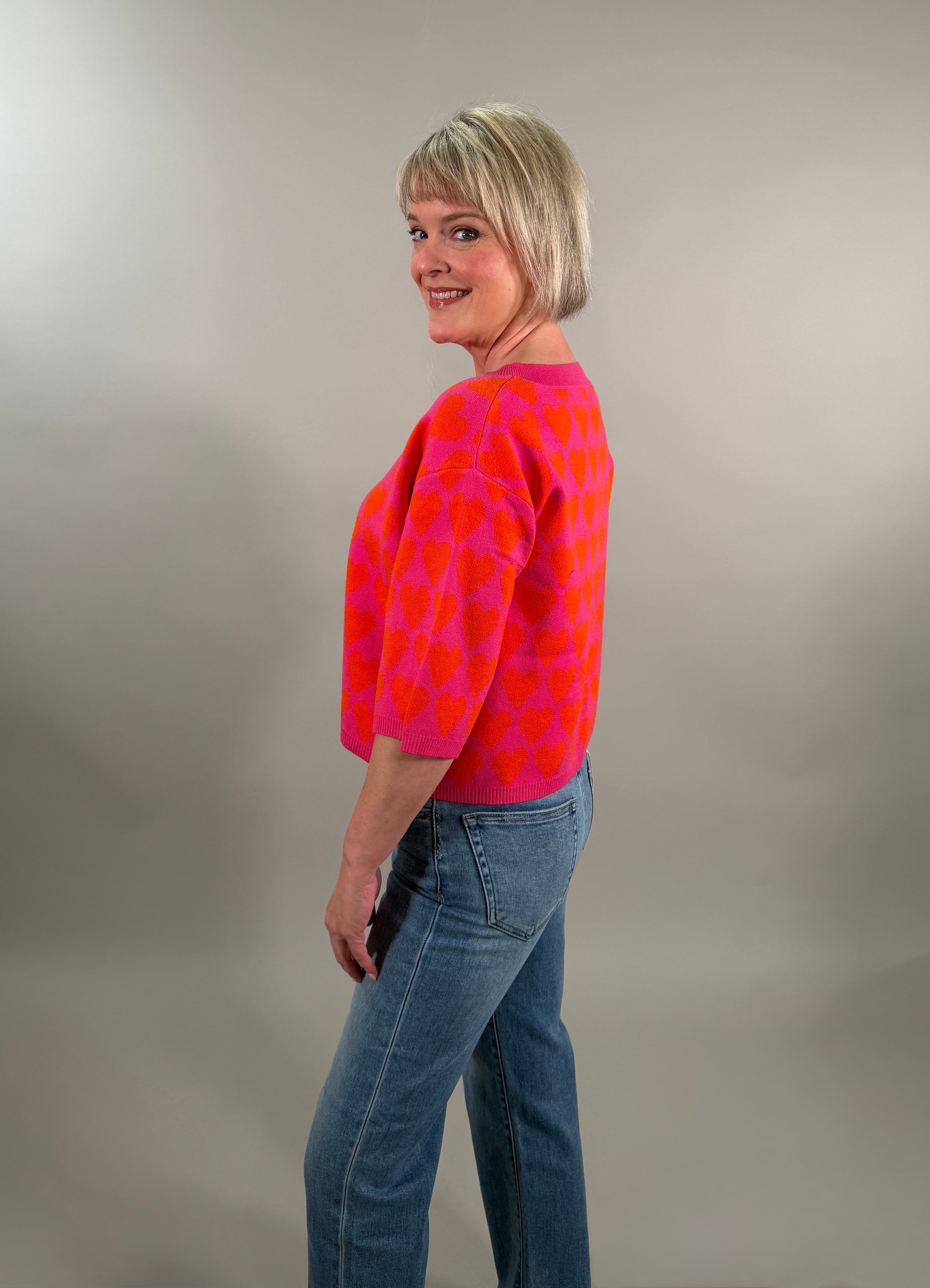 The Bold Heart-Print Cardigan