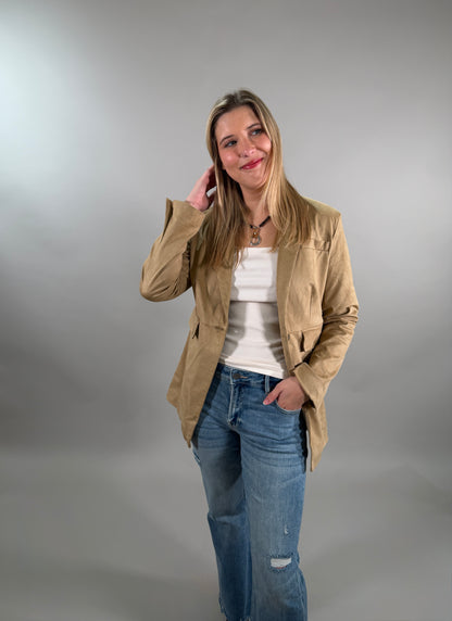 Faux Suede Blazer Jacket