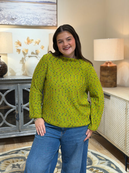 Confetti Dot Funnel Neck Top