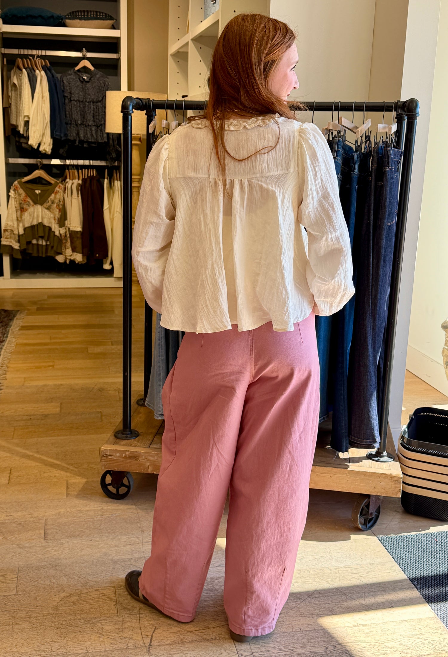 Barrel Pull On Twill Jeans