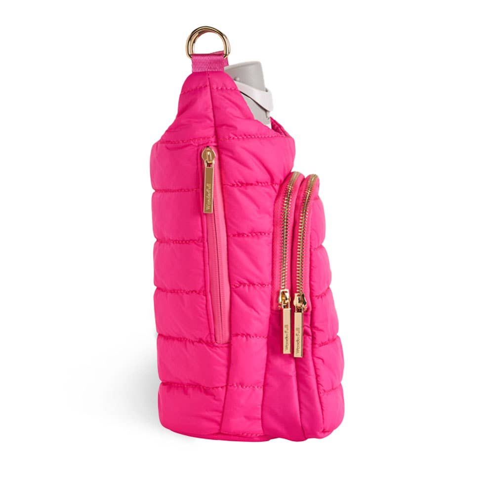 Bright Pink HydroBag Handle with Pink and Navy striped strap