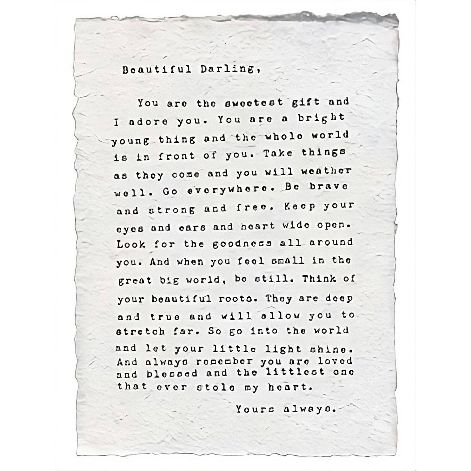 Handmade Paper Print - Letter to Sophie