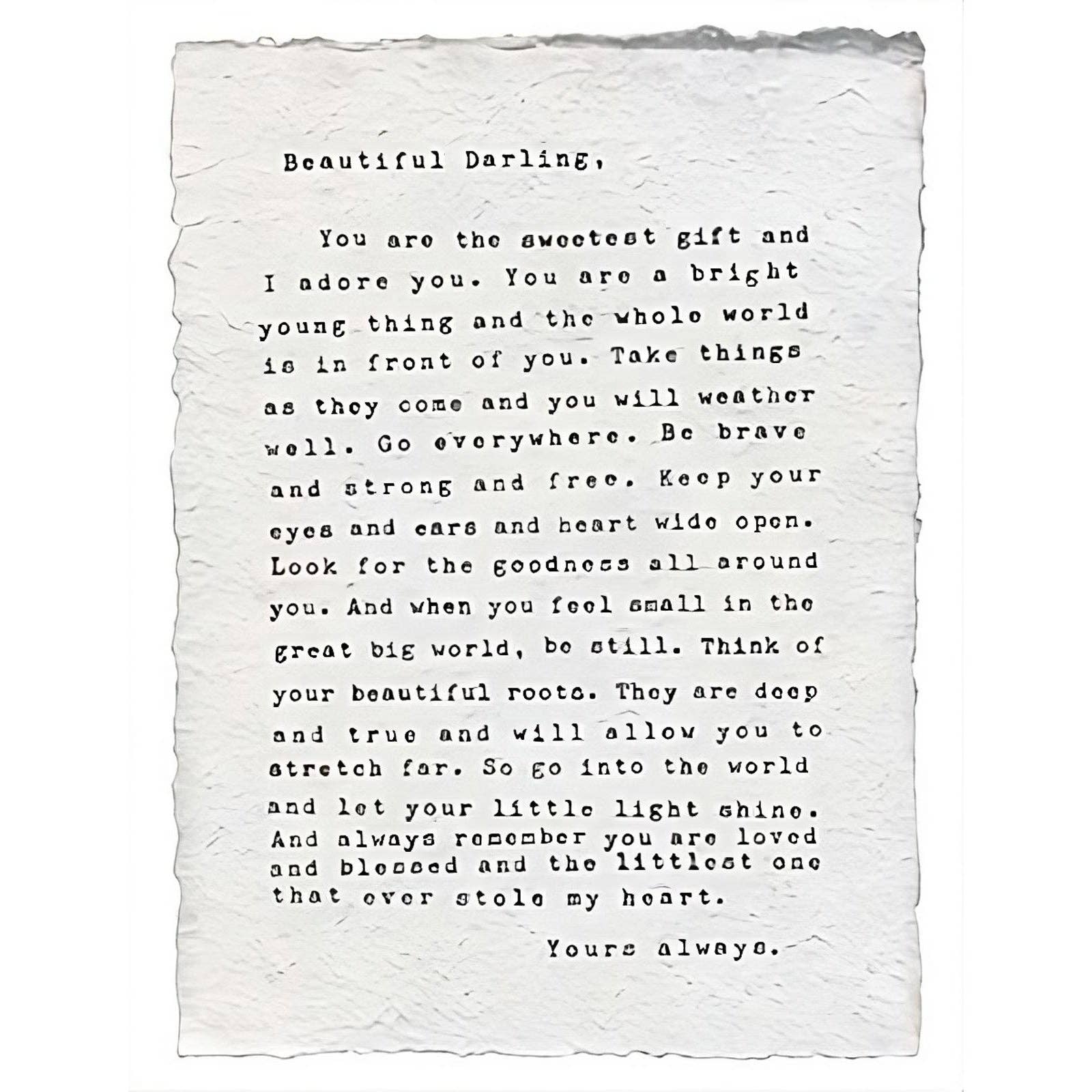 Handmade Paper Print - Letter to Sophie
