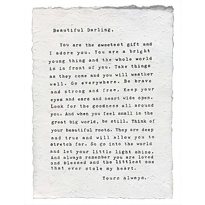 Handmade Paper Print - Letter to Sophie