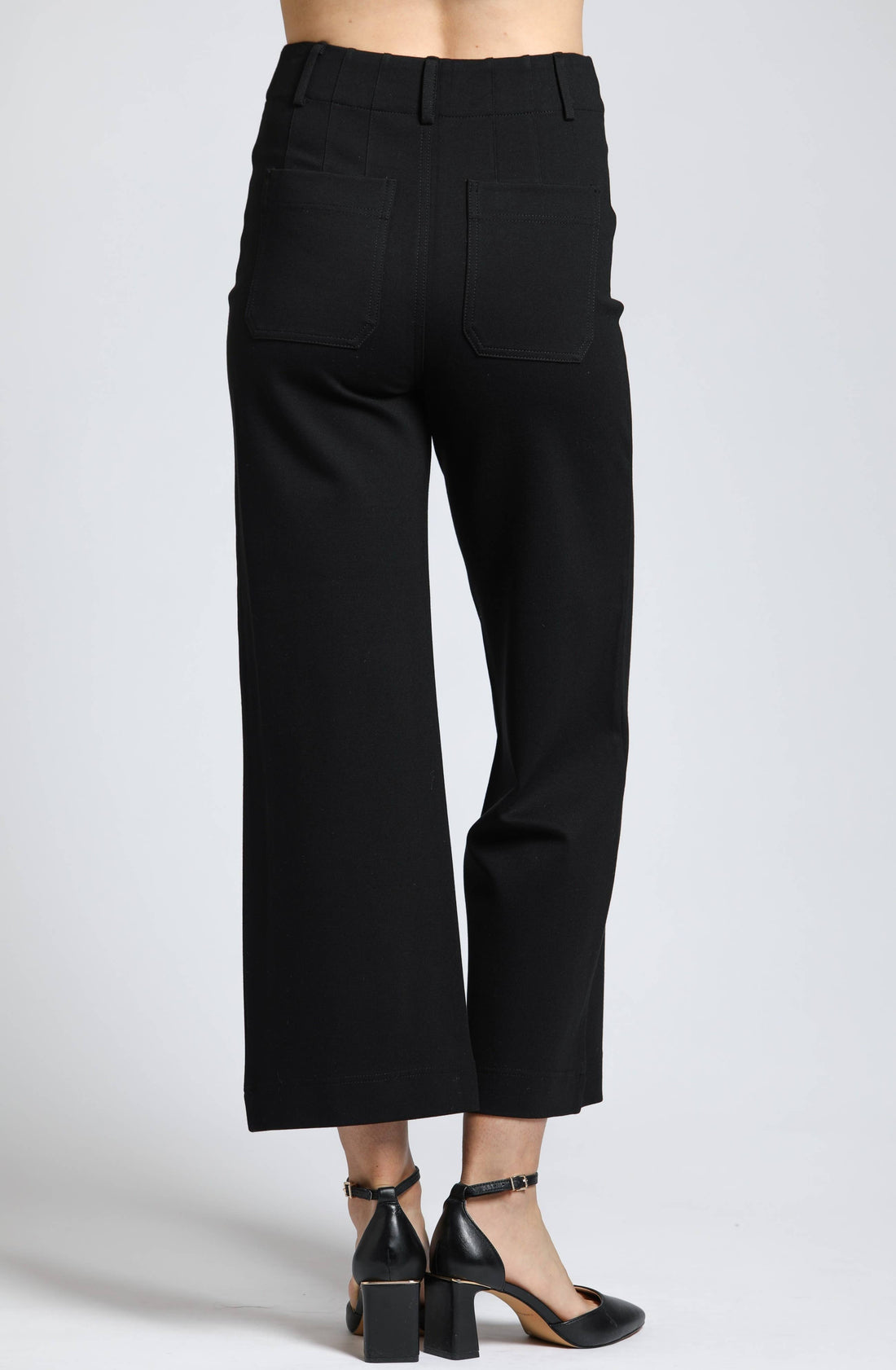 Ponte Cropped Wide Leg Pant With Patch Pocket