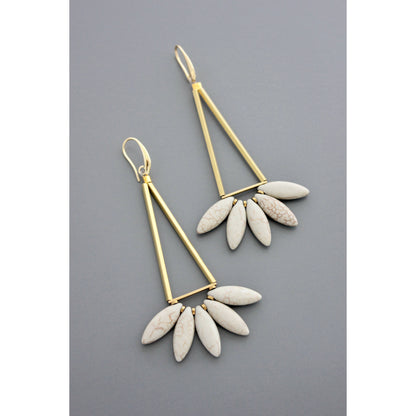 Geometric Gray Lotus Dangle Earrings