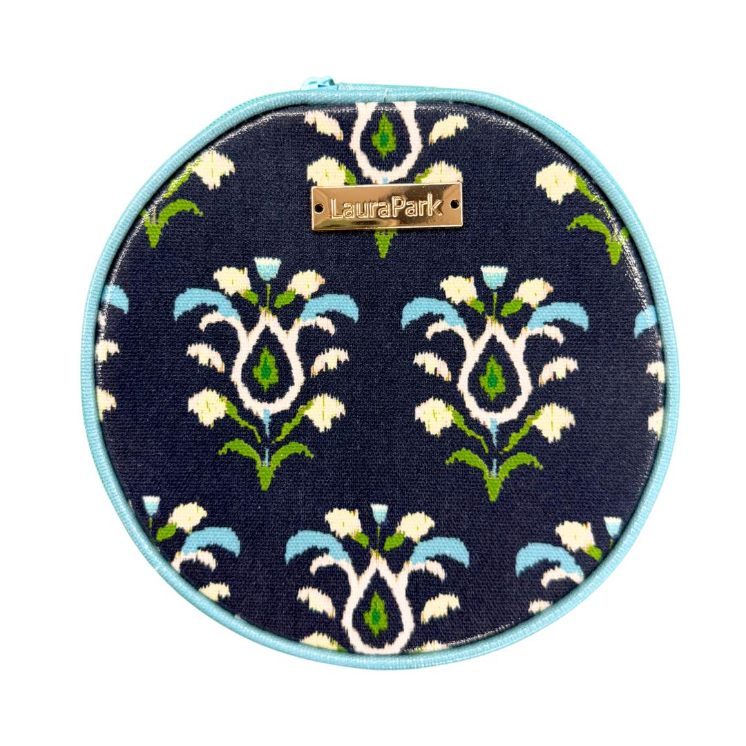 Rosemary Indigo Round Jewelry Case