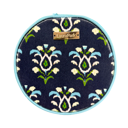 Rosemary Indigo Round Jewelry Case