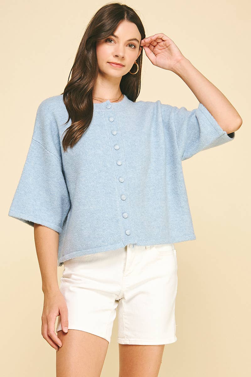 Cozy Button-Front Short Sleeve Cardigan