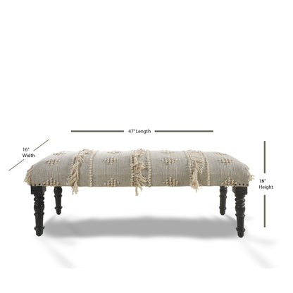 Intricate Modern Embroidered Handmade Upholstery Bench