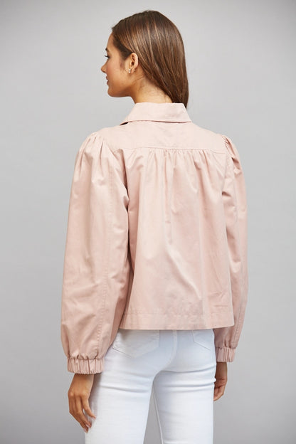 Charming Gathered-Shoulder Jacket