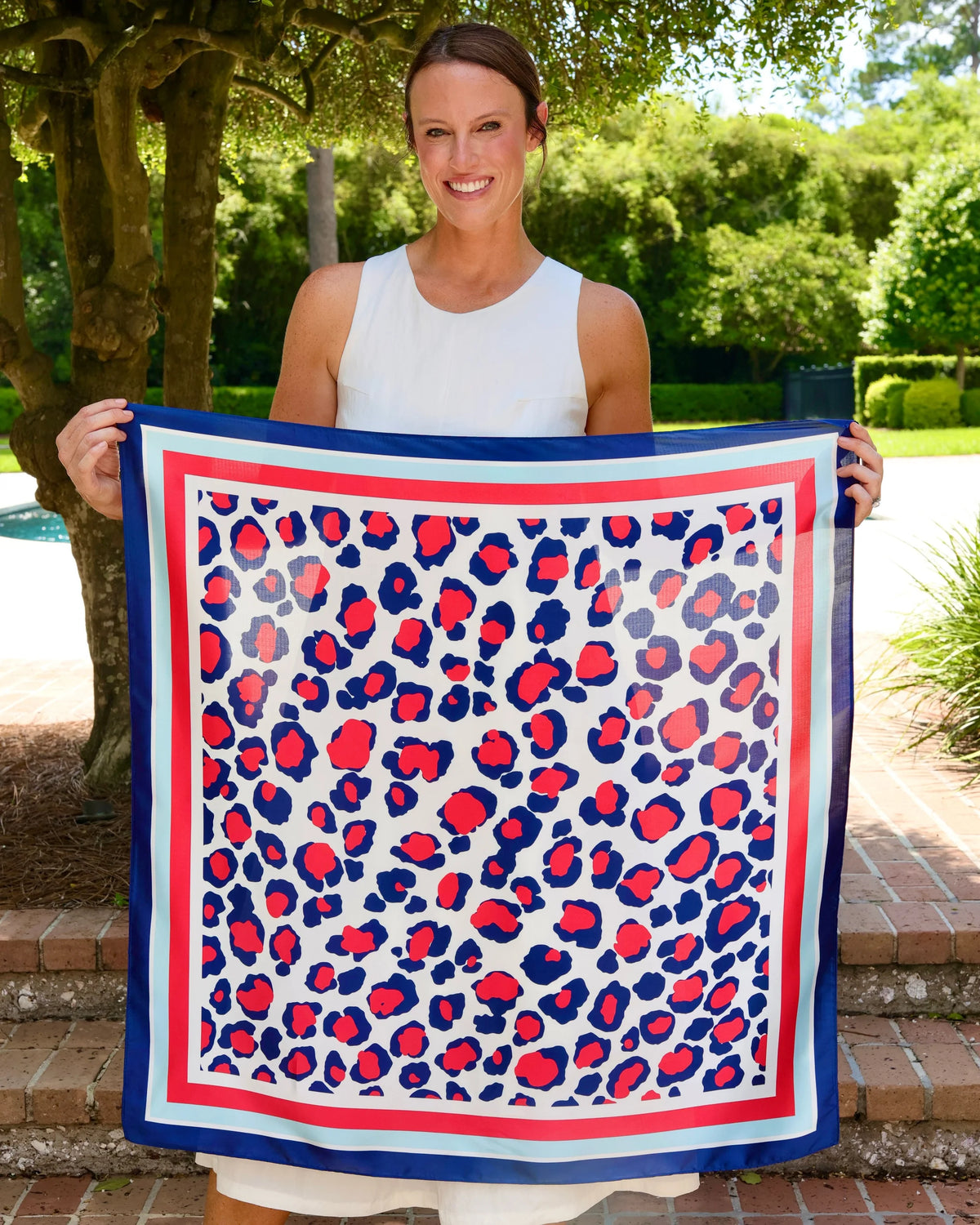 Red &amp; Navy Animal Print Scarf