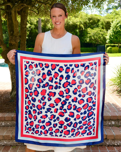 Red &amp; Navy Animal Print Scarf