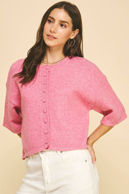 Cozy Button-Front Short Sleeve Cardigan
