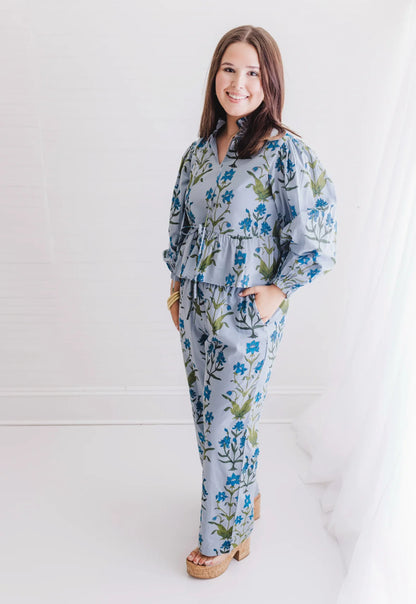 Iris Floral Two Piece Pant Set
