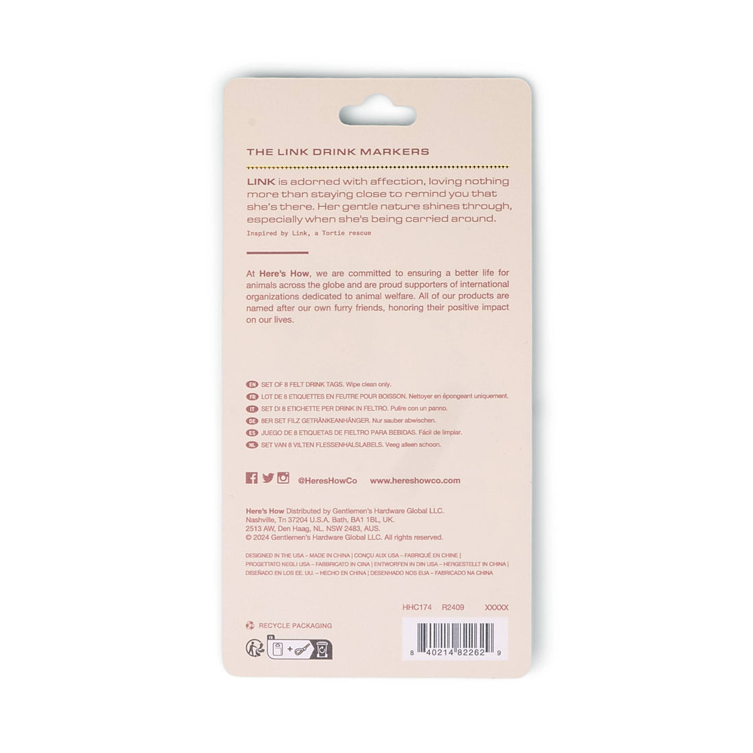 The Link Set Of 8 Felt Drink Tags