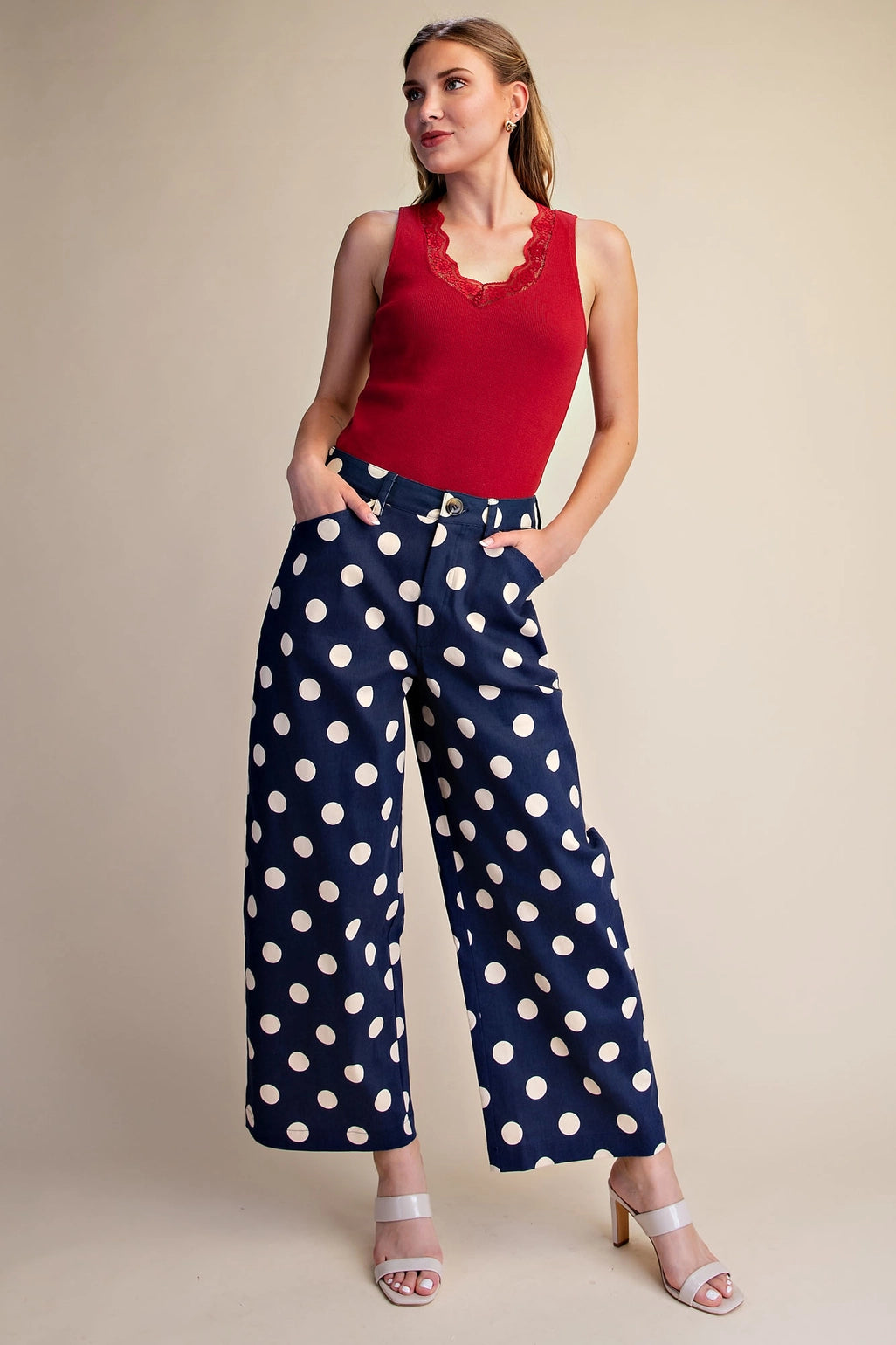 Polka Dot Barrel Causal Pants