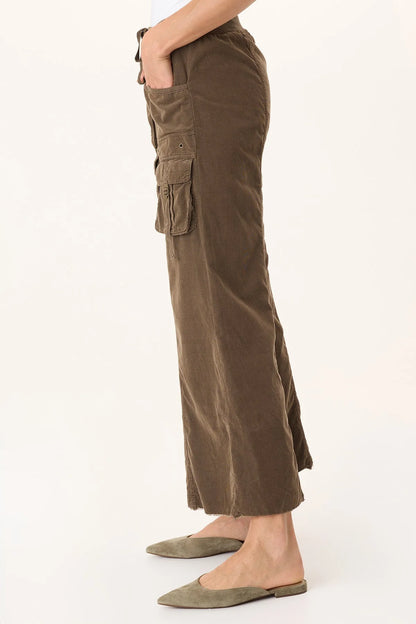 Corduroy Wide Leg Drawstring Cargo Pant
