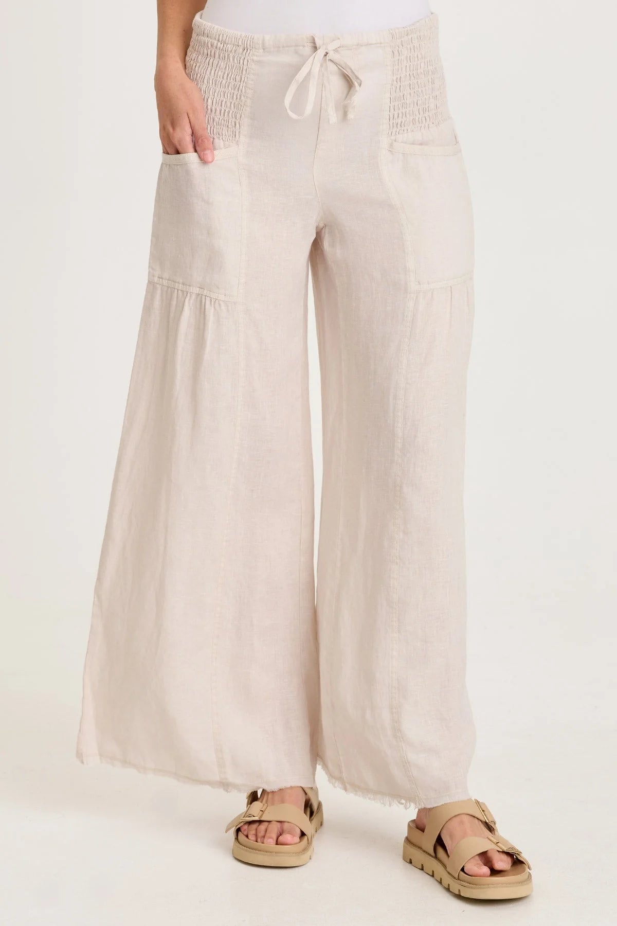 Ruched-Waist Coastal Trouser