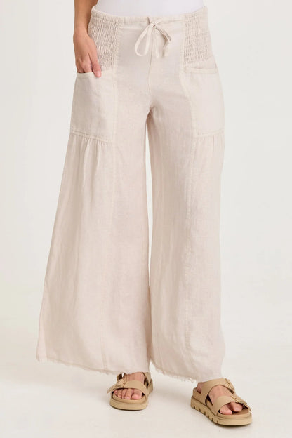 Ruched-Waist Coastal Trouser